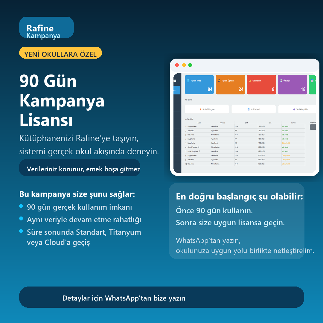 Rafine Kütüphane 90 gün kampanya lisansı görseli